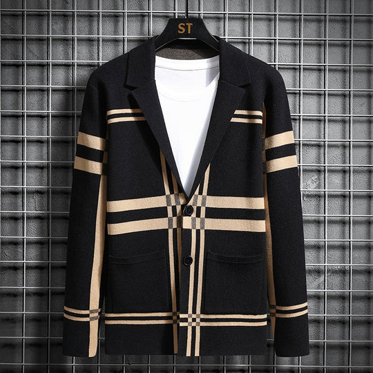 Herren modische Strickjacke mit einzigartigem Karomuster R&B