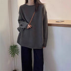 Damen Oversized Strickpullover mit lässigem Schnitt und hohem Kragen R&B