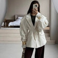 Damen eleganter Oversized-Blazer mit Gürteldetail R&B
