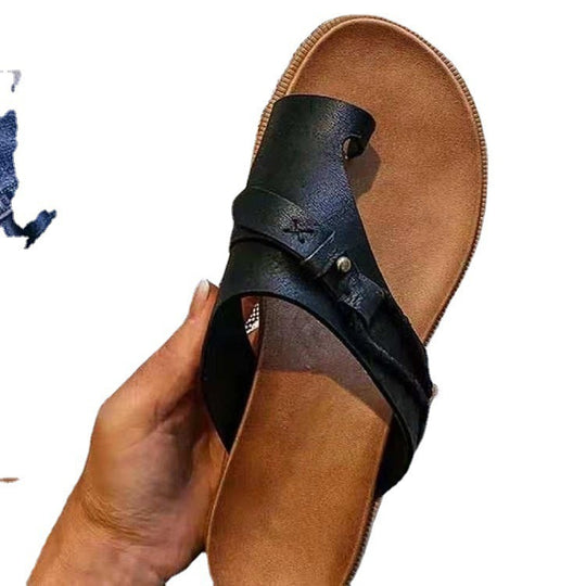 Damen modische Zehentrenner-Sandalen mit dekorativen Riemen R&B