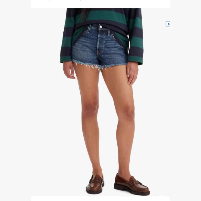 Damen Frayed Denim-Shorts im Vintage-Stil mit moderner Passform R&B