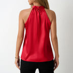 Damen Satin-Hochkragenoberteil mit elegantem Schnitt R&B