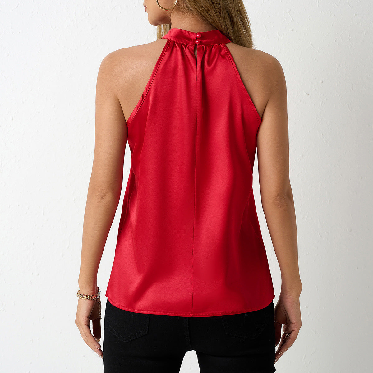 Damen Satin-Hochkragenoberteil mit elegantem Schnitt R&B
