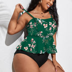 Damen Badeanzug mit schickem Flatterrock und floralem Design R&B