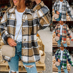 Damen Karierte Flanelljacke mit Knopfdetails und lässigem Schnitt R&B