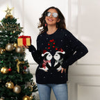 Damen Weihnachtspullover mit süßem Pinguin-Motiv und festlichem Design R&B