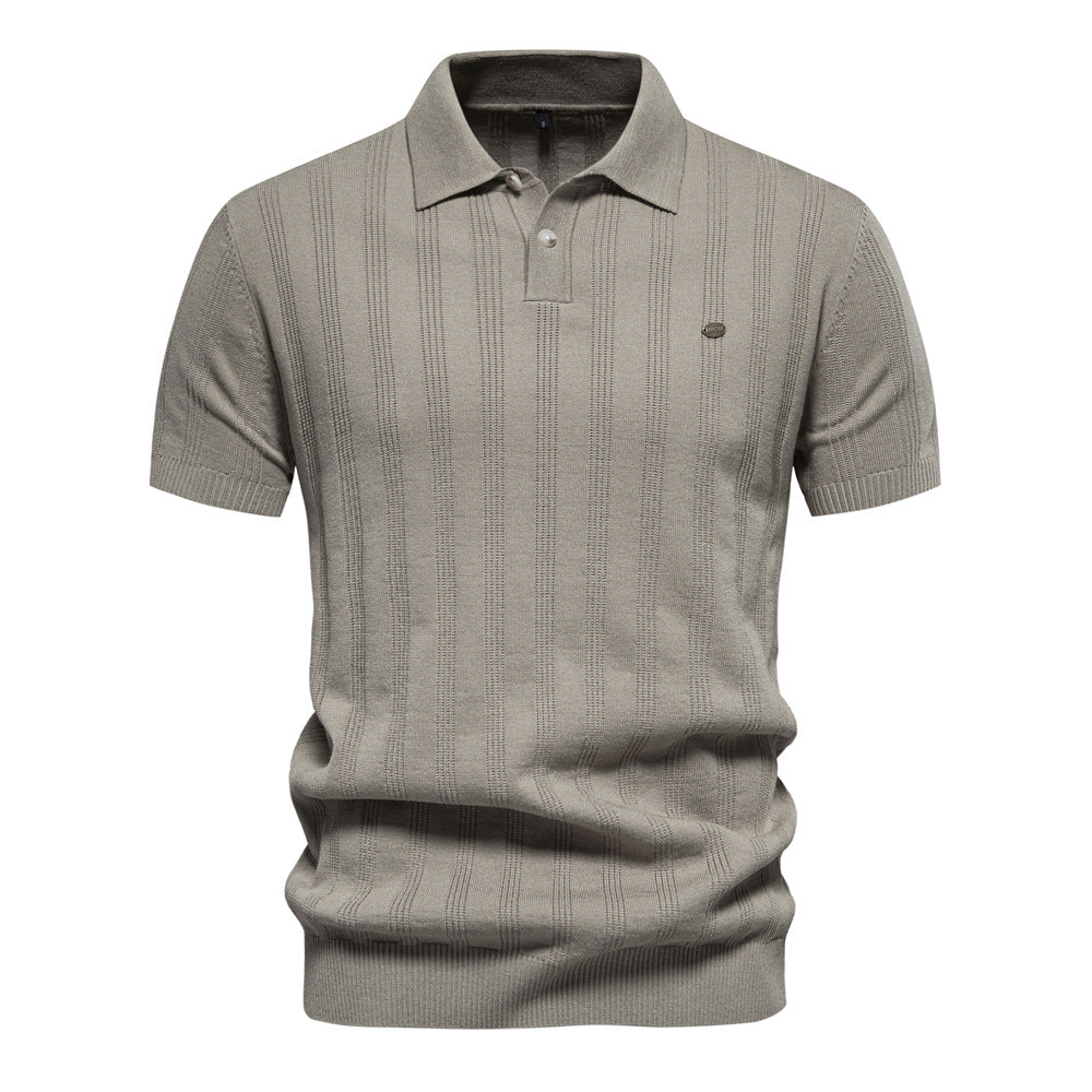 Herren Kurzarm Polo-Shirt mit strukturiertem Streifenmuster R&B
