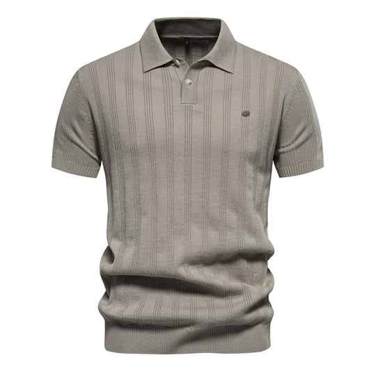 Herren Kurzarm Polo-Shirt mit strukturiertem Streifenmuster R&B