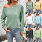 Damen lässiges Sweatshirt mit asymmetrischem Ausschnitt und Lochmuster R&B