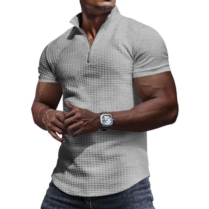 Herren konvertible Kurzarmjacke mit Reißverschluss und strukturiertem Design R&B