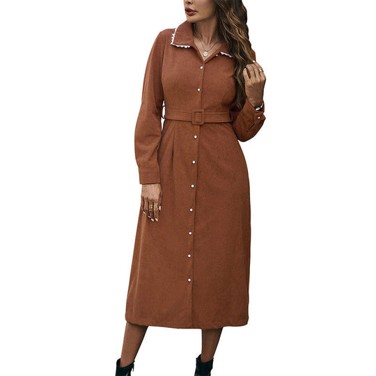 Damen Hemdkleid mit eleganter Knopfleiste und schickem Taillengürtel R&B
