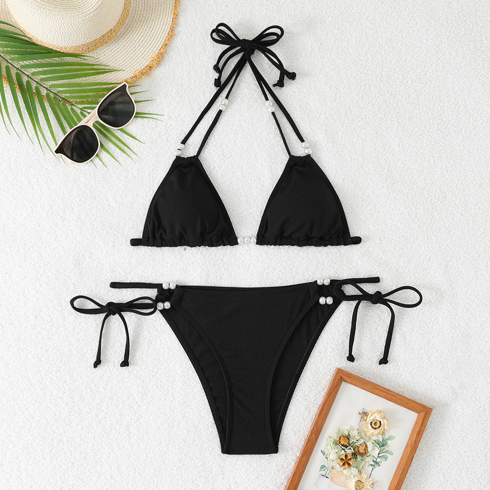 Damen Triangel-Bikini mit raffinierten Perlenakzenten R&B
