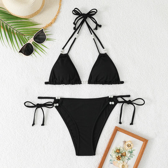 Damen Triangel-Bikini mit raffinierten Perlenakzenten R&B