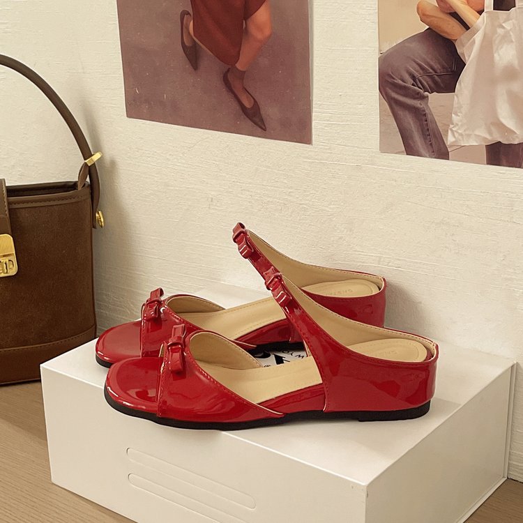 Damen elegante Slingback-Sandalen mit zierlichem Schleifenakzent R&B