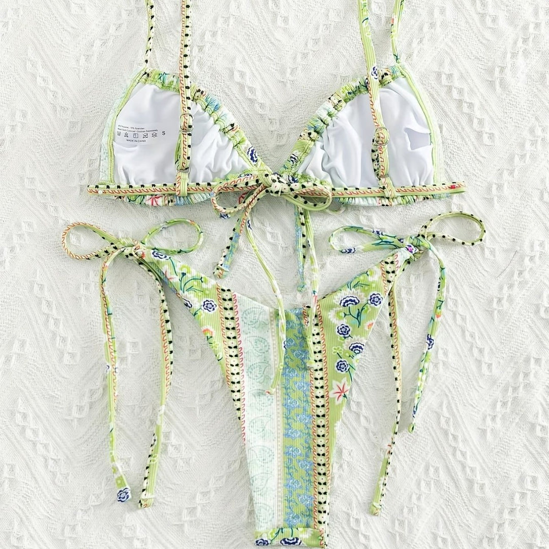 Damen Triangel-Bikini mit verspieltem Design und verstellbaren Trägern R&B