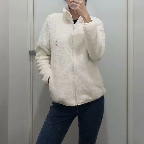 Damen gemütliche Fleecejacke mit hohem Kragen und praktischem Reißverschluss R&B