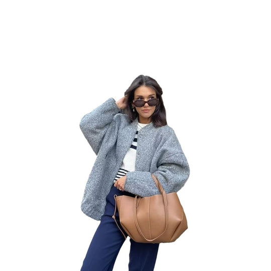 Damen lässige Oversized-Jacke aus hochwertigem Stoff R&B