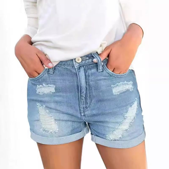 Damen Jeansshorts mit modischen Rissdetails und lässigem Schnitt R&B