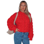 Damen Grobstrickpullover mit modernem Zopfmuster und lässigem Schnitt R&B