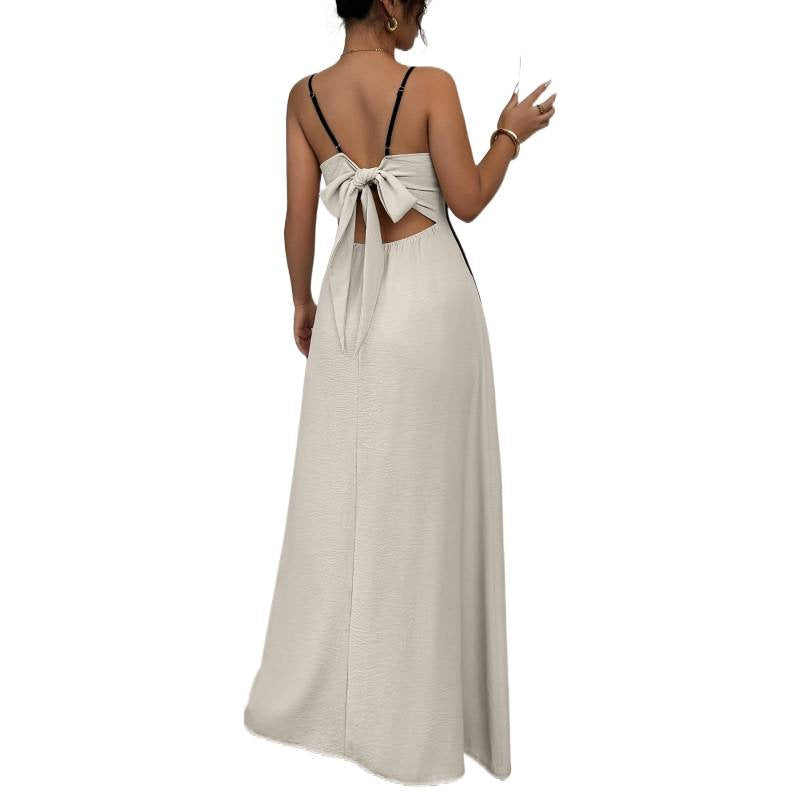 Damen Maxikleid mit elegantem Liniendesign und schmalen Trägern R&B