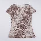 Damen T-Shirt mit tierischem Muster und elastischem Schnitt R&B