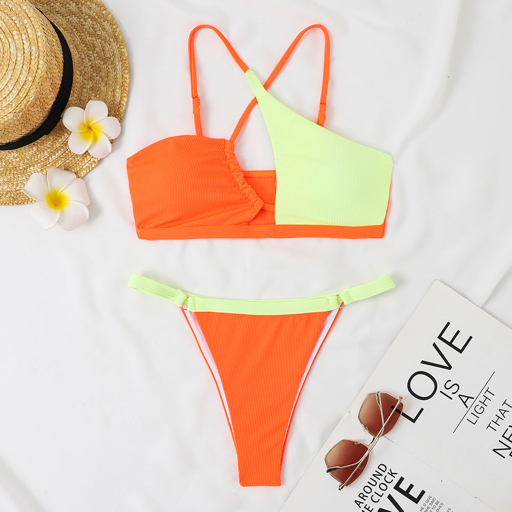 Damen Zweiteiliges Bikini-Set mit asymmetrischem Design R&B