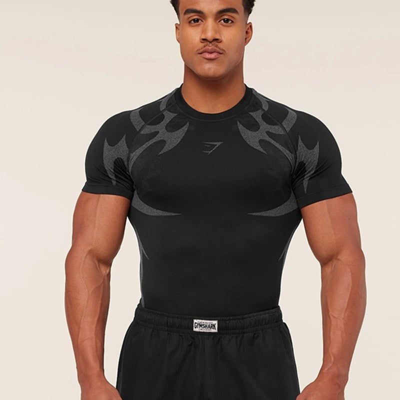 Herren nan nahtloses formgR&Bendes Funktionsshirt mit Kompressionseffekt und ergonomischen Muskelzonen R&B