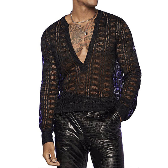 Damen Transparente Langarmbluse aus leichtem Material R&B