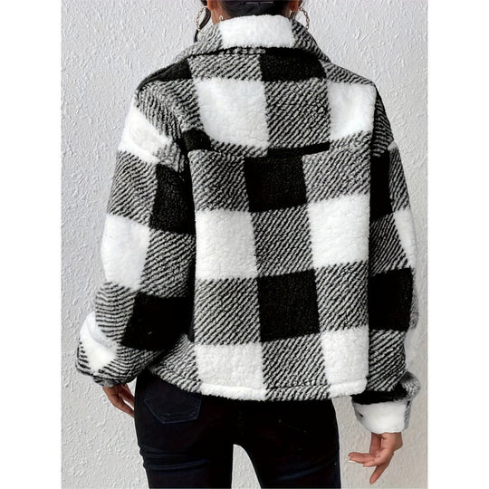 Damen Fleecejacke mit Karomuster R&B