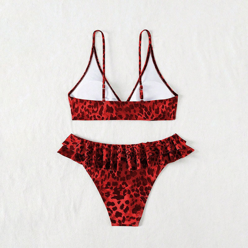 Damen Bikiniset mit raffinierter Rüsche und schickem Goldakzent R&B