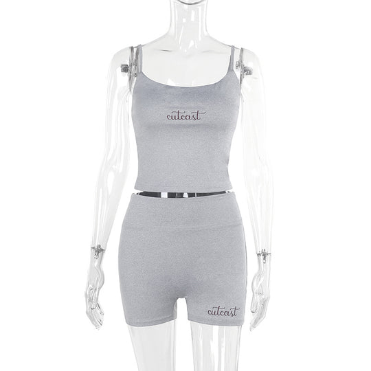 Damen sportliches Crop-Top und Shorts-Set R&B