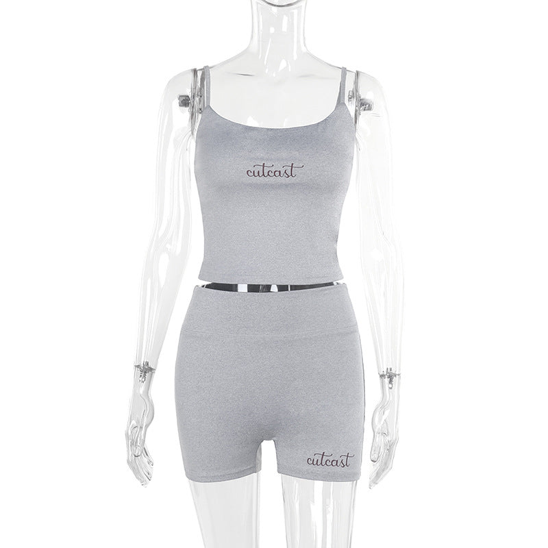 Damen sportliches Crop-Top und Shorts-Set R&B