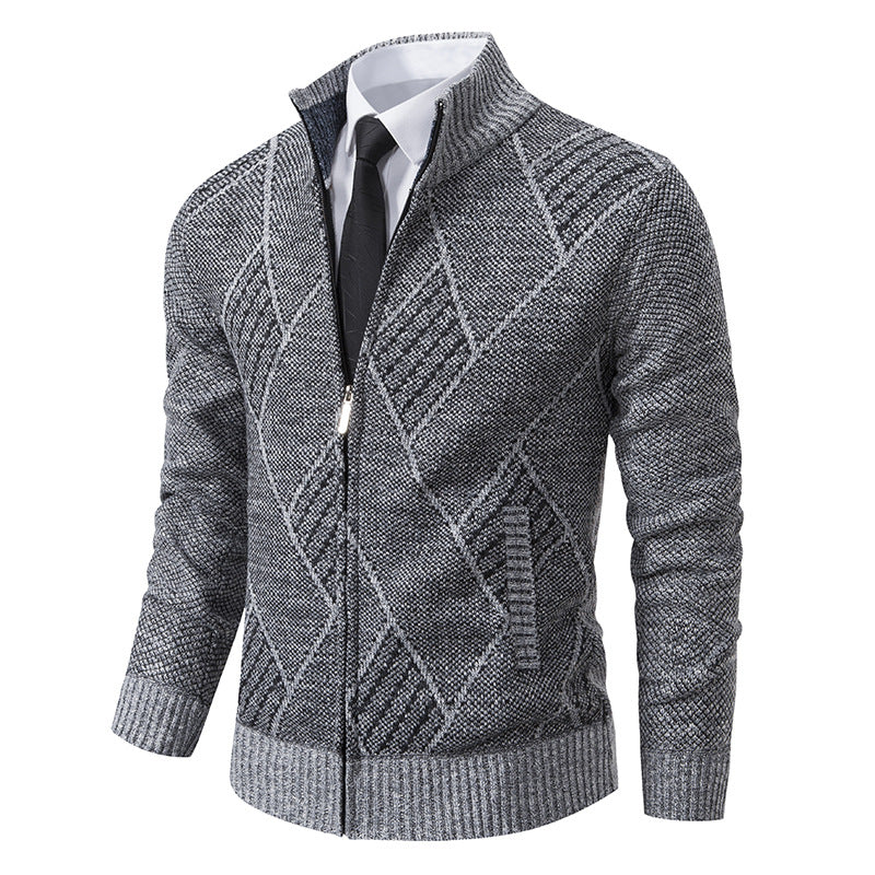 Herren Strickjacke mit modernem Muster und schmalem Schnitt R&B