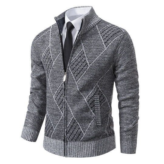 Herren Strickjacke mit modernem Muster und schmalem Schnitt R&B