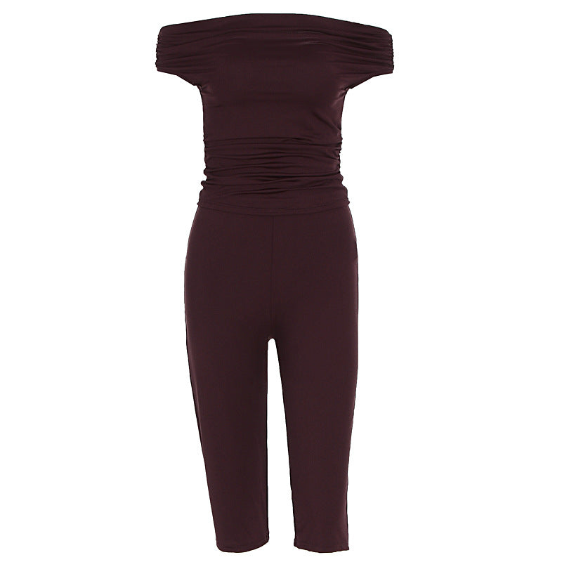 Damen Eleganter Jumpsuit mit Off-Shoulder Design und Raffungen R&B