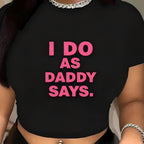 Damen Crop-T-Shirt mit kreativem Aussage-Design R&B
