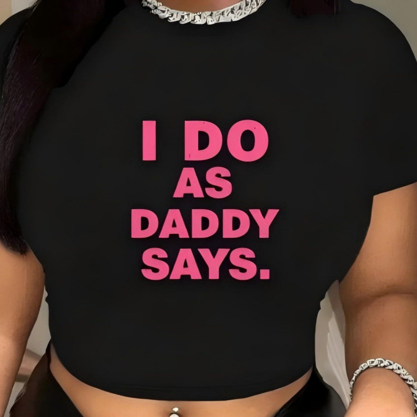 Damen Crop-T-Shirt mit kreativem Aussage-Design R&B