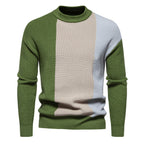 Herren Strickpullover mit modernem Farbblockdesign und hohem Kragen
