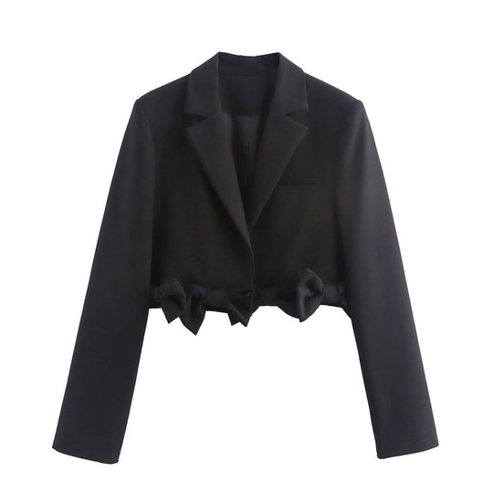 Damen cropped Blazerjacke mit Rüschendetails und schickem Schnitt R&B
