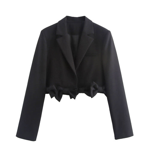 Damen cropped Blazerjacke mit Rüschendetails und schickem Schnitt R&B