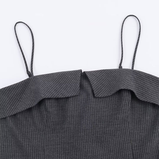 Damen Minikleid mit Rüschen und verstellbaren Trägern R&B