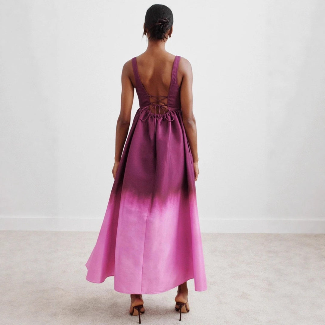 Damen nan bodenlanges Bustier-Maxikleid mit herzförmigem Dekolleté, breiten Trägern und geraffter Empire-Taille R&B