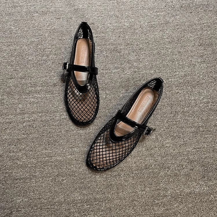 Damen-Mesh-Pantoletten mit verstellbarem Riemen und luftiger Netzstruktur R&B
