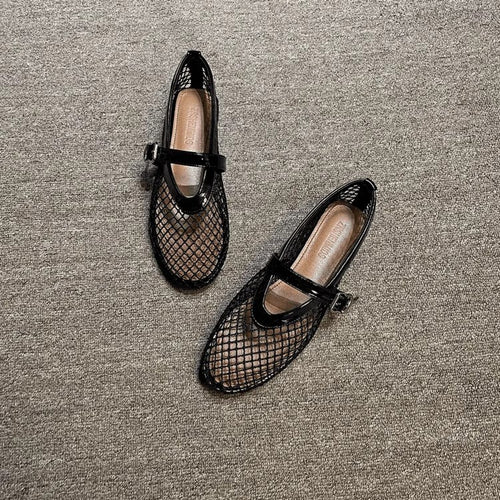 Damen-Mesh-Pantoletten mit verstellbarem Riemen und luftiger Netzstruktur R&B