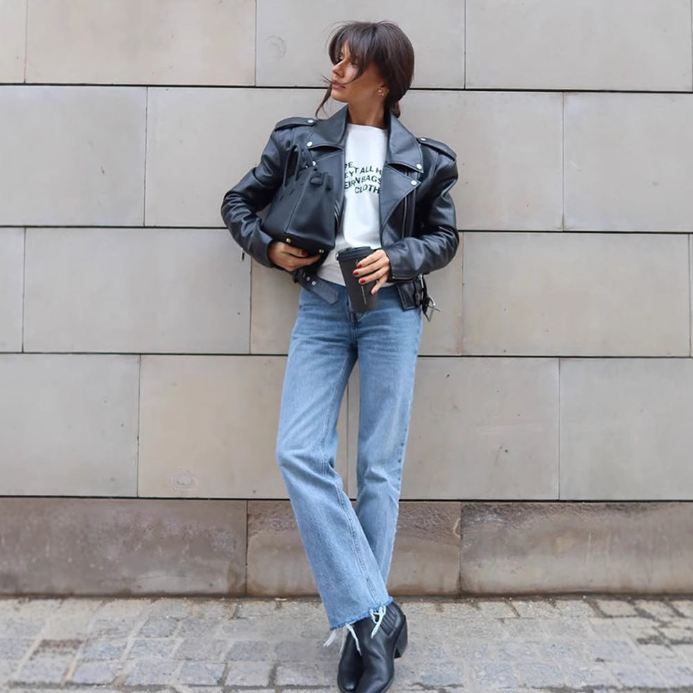 Damen Kunstlederjacke im Biker-Stil mit optimierter Passform R&B