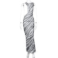 Damen Maxikleid mit asymmetrischem Schnitt und transparentem ZR&Bra-Muster R&B