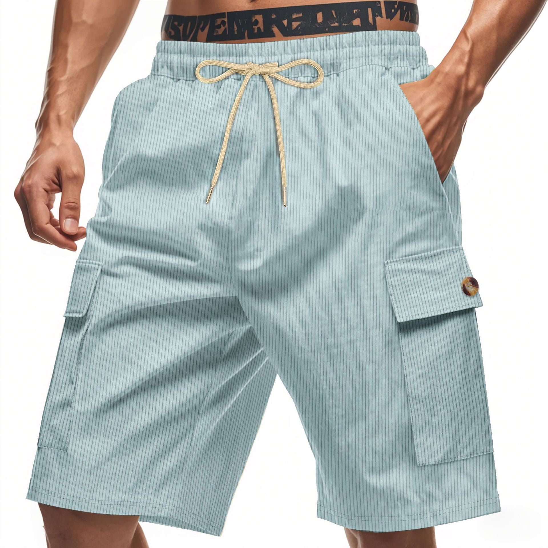 Herren Cargo-Shorts mit verstellbarem Kordelzug und praktischen Seitentaschen R&B
