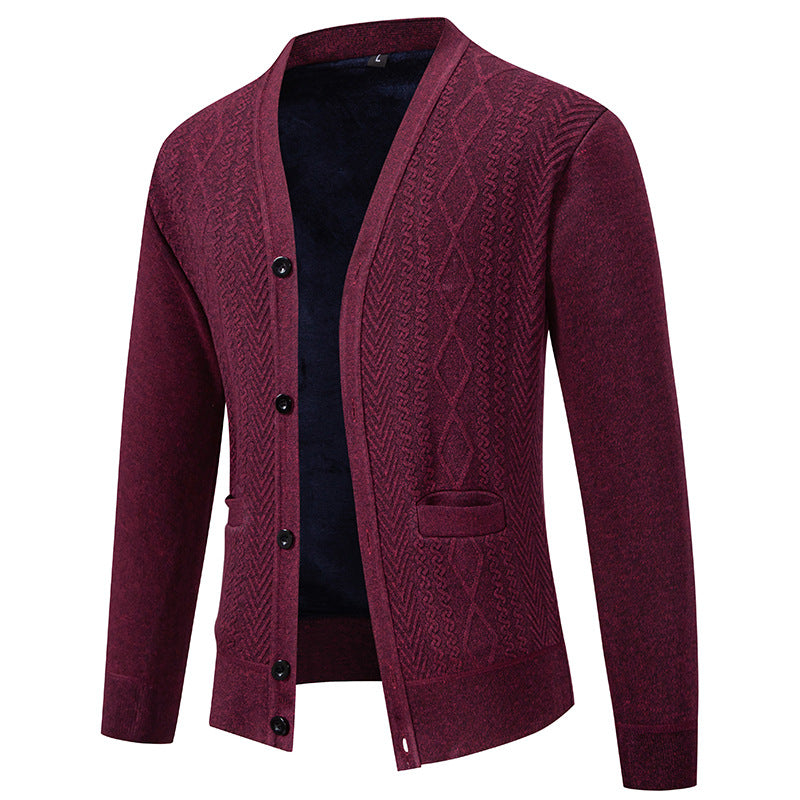 Herren Strickjacke mit strukturiertem Design und Knopfverschluss R&B
