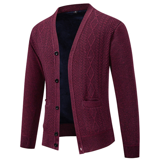Herren Strickjacke mit strukturiertem Design und Knopfverschluss R&B