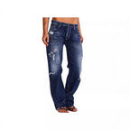 Damen Destroyed Jeans mit weitem Bein und lässiger Passform